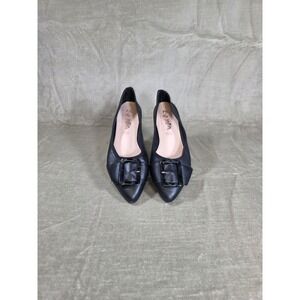 Le Matin Black Leather Pointed Toe Buckle Ballet Flats Made in Italy Womens 9